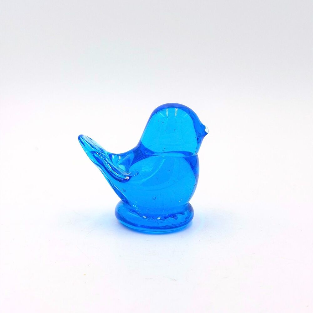 Vintage 1992 Leo Ward Bluebird of Happiness Art Glass Bird Signed 2"